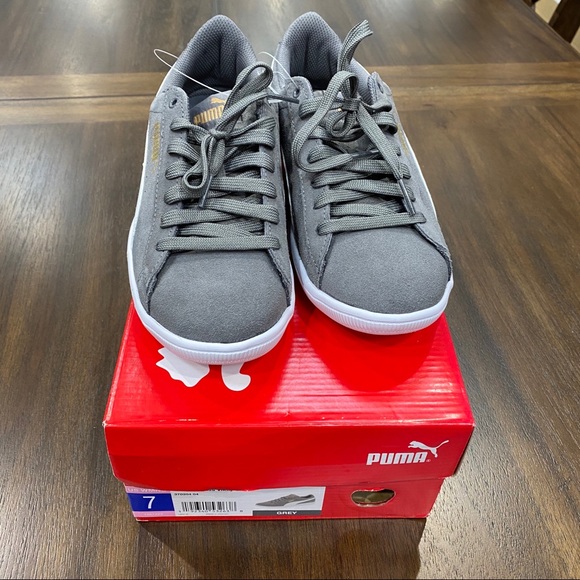 Puma Ladies Vikky Suede Sneakers Shoes - Grey - Picture 3 of 8